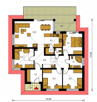 Grundriss des Erdgeschosses - BUNGALOW 164
